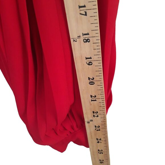 VOILA Laced Blouse Womens Large Red Long Pleated Sleeves Zip Back - Picture 13 of 16